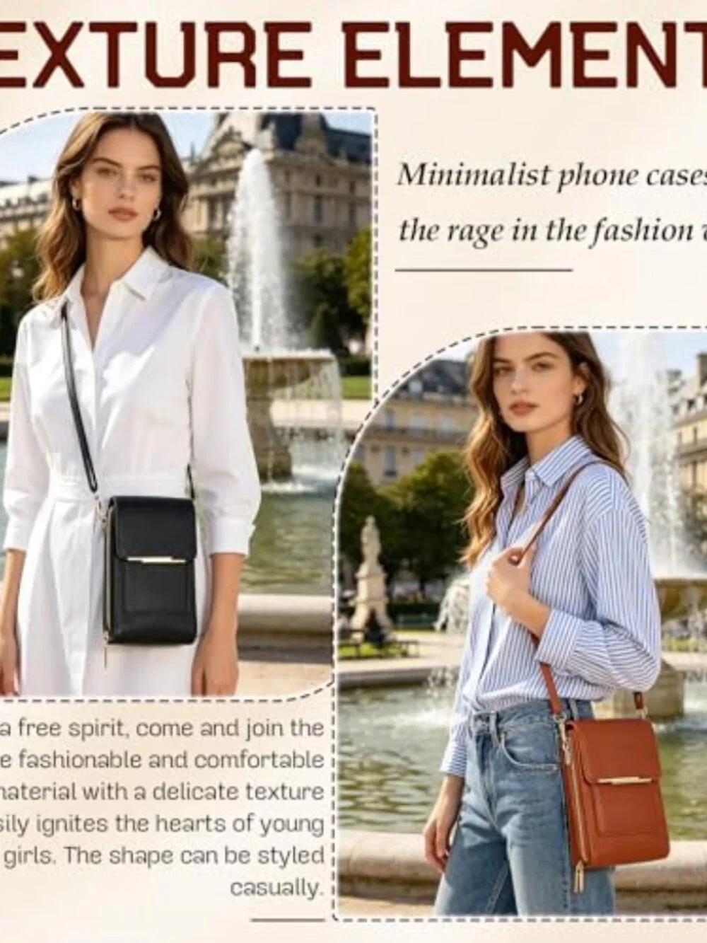 PU Leather RFID Blocking Touch Screen Crossbody Phone Wallet Messenger Bag